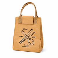 Sac à lunch isotherme en papier kraft lavable de qualité supérieure, réutilisable, pour transporter les aliments et les pique-niques