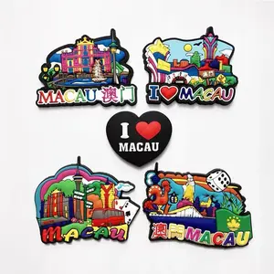 Customized Embossed Ployresin Tourist Souvenirs USA Hongkong Macau Soft PVC Rubber 3D Fridge Ref Magnets