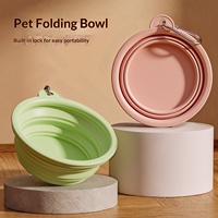 Vente directe d'usine, bol pour animaux de compagnie rond pliable, portable, de qualité alimentaire, en silicone, anti-fuite, pour les voyages en plein air