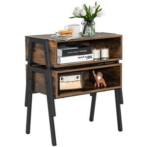 DB Modern Style 2-Piece Set of Assembled <b>Foldable</b> Nightstands Stackable Bedside End <b>Table</b> for Apartment or Hospital Use - Product Image 3