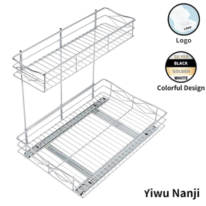 כיור מתקפל איכותי בסיטונאות, מדף אחסון דו-שכבתי לארון, סל פינתי לארון, סל אחסון רב תכליתי - Product Image 1