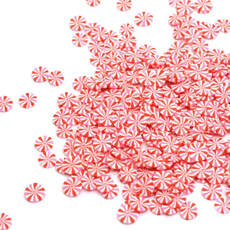 Kawaii Pfefferminze Polymer Clay Scheiben Weihnachts bonbons Sweet Clay Streu sel Weihnachten Weihnachten Nail Art Scheiben Miniatur Dessert
