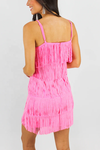 KY Cowgirl Fringe Tank Pink Fringe Dress Slip Dress pour femme - Product Image 2