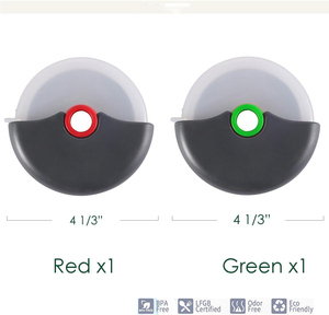 ที่ตัดพิซซ่าพลาสติกทรงกลมทำจากสแตนเลสโลโก้แบบแมนนวล - Product Image 2