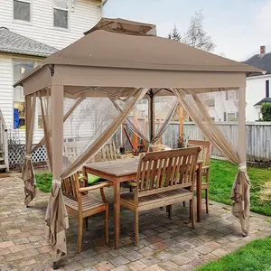 Populaire Verkoop Stalen Frame 3.3X3.3M Grote Size Gedrukt Opvouwbare Outdoor Regen Slip Roma Tent Tuinhuisje Met Klamboe