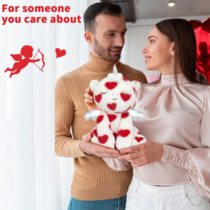 Peluche Unicorno V404 di Alta Qualità, 12 Pollici, Morbido con Motivo a Cuori, Regalo Romantico per Moglie, Bambini, Fidanzata - Product Image 3