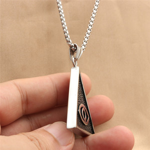 Stainless Steel Triangle Pendant Necklace With Eye Design Men's Fashion Jewelry Geometric Pyramid Style Retro Trendy 280541 - Product Image 3