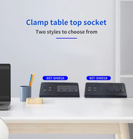 Multiprise de bureau à fixation sur bureau, norme américaine, avec PD 20W USB-C, 3 prises CA US et 4 ports USB, pour bureau et domicile