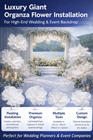 Fleurs artificielles géantes en organza personnalisées pour la décoration de scène de mariage et d'événements