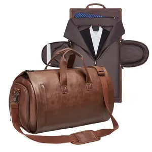 Grand sac polochon imperméable personnalisé du fabricant Sac de voyage en cuir véritable pour hommes Sac de nuit de luxe pour le week-end