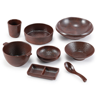 Service de table en mélamine de style japonais vintage - Bols, assiettes, tasses et cuillères en plastique commercial pour barbecue, fondue et restaurants