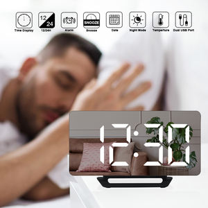 Reloj <span class=keywords><strong>despertador</strong></span> Digital con pantalla grande para dormitorio, dispositivo con doble puerto de carga USB, de escritorio estético de 6,5 pulgadas - Product Image 2