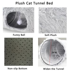 Cama de túnel para gatos de interior con cojín lavable, felpa cálida y esponjosa para gatitos, cachorros, cama de túnel para perros y gatos - Product Image 3