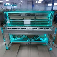 Piano mécanique droit de luxe moderne personnalisé par le fabricant, 88 touches, en acrylique et cristal, avec clavier en bois massif et planche sonore