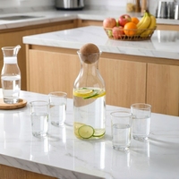 Bouilloire en verre borosilicate de haute qualité avec bouchon en bambou, commande en gros, prix direct usine, matériau écologique, verrerie diamantée