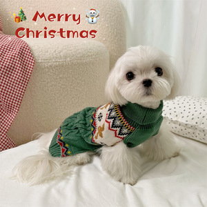 Dog Sweater Acrylic <b>Knit</b> Warm Gingerbread Elk <b>Pattern</b> Holiday Apparel <b>for</b> Small Dogs Cats Winter Wholesale - Product Image 3