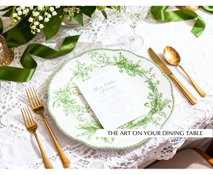 Elegant <b>Green</b> Retro Village Modern Lily Valley Muguet Vintage Exquisite Country Dinnerware Set Ceramic Wedding Party Banquet - Product Image 3