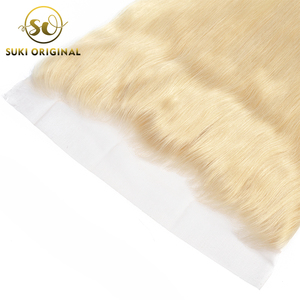 Pré Plumée <span class=keywords><strong>De</strong></span> Haute Qualité 613 Oreille À Oreille <span class=keywords><strong>Blonde</strong></span> <span class=keywords><strong>Film</strong></span> Avant Dentelle Fermetures - Product Image 2