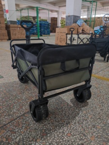 Foldable Camping Cart Red Oxford Cloth Four-<b>Wheel</b> Outdoor Garden Beach Wagon - Product Image 4