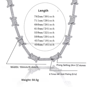 Collier chaîne épingle en fil de cuivre zirconé, couleur inaltérable, style hip-hop, unisexe, personnalisé - Product Image 4