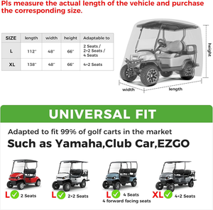 Housse de voiturette de golf OEM 2/4/4+2 places pour Yamaha EZGO Club Car, imperméable, coupe-vent, durable, avec 3 portes à fermeture éclair - Product Image 6