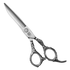 Ciseaux de coiffure professionnels GMJ-01 en acier inoxydable, 5,5 pouces, motif léopard noir et blanc, nouvelle conception tendance, à dents plates pour effiler, ultra-affûtés - Product Image 2