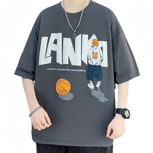 Camiseta de Hombre de Moda, Manga Corta, 100% Algodón, Estilo Vintage con Estampado de Estrella Infernal, Tejida, del Mismo Estilo - Product Image 5
