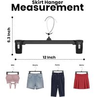 12 Zoll schwarze Kunststoff-Hosen- und Rockbügel mit verstellbaren Clips, robuste, rutschfeste Kleiderbügel für Hosen und Jeans
