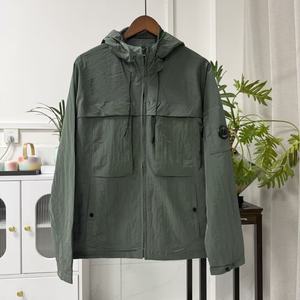 Men's Lightweight Hooded Jacket Solid Color Full Sleeve Zipper Closure Casual Spring Wear 100% Polyester Quick Dry Style - Product Image 5