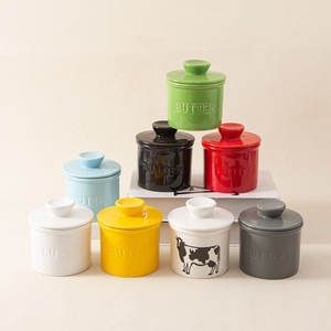 Tarro de cerámica multicolor para mantequilla con tapas, ideal para la cocina del hogar, ¡el más vendido! - Product Image 1