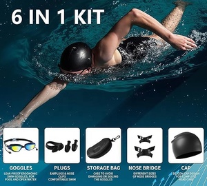 Gafas de Natación Antivaho y con Protección UV, Sin Fugas, con Tapones para los Oídos, Puente Nasal Ajustable, <span class=keywords><strong>Gorro</strong></span> de Natación para Adultos, Hombres, Mujeres y Jóvenes - Product Image 6