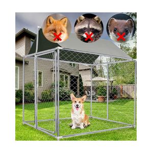 กรงสุนัขเหล็กชุบสังกะสีสั่งทำจากโรงงานโดยตรง ขนาด 2x2x2 เมตร กรงสุนัขกลางแจ้งขนาดใหญ่พร้อมผ้าคลุมกันน้ำ - Product Image 2