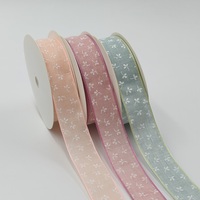 Ruban imprimé de trèfle simple face en coton et lin coréen DIY Bow Hair Accessories Flowers Baked Hat Ribbon