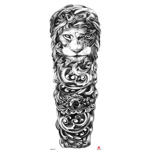 Grand tatouage temporaire autocollant motif lion sur toute la manche, animal de la Forêt Noire, art corporel tribal en papier pour hommes et femmes - Product Image 6