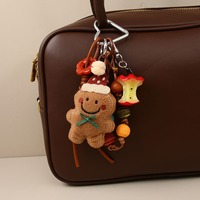 Breloque de sac de Noël, porte-clés en peluche adorable bonhomme en pain d'épices, porte-clés sapin de Noël, cadeaux de fêtes