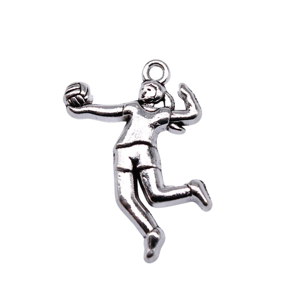 AA0160179 Charms Volleyball Player Sporter 22x14mm Vintage Tibetan