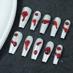 Lot de 10 faux ongles press-on faits main, personnalisés, de luxe, peints à la main, couleurs variées, vente en gros, best-seller - Product Image 4