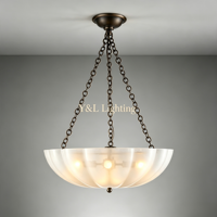 Lustre rectangulaire en verre givré festonné E12, triple chaîne réglable, style rétro, large bol, pour cuisine et couloir
