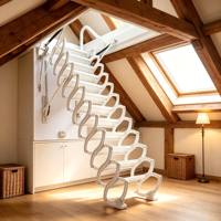 Échelle de grenier électrique escamotable en acier au carbone avec main courante, escalier de loft télescopique pliable, gain de place pour villa, maison et garage
