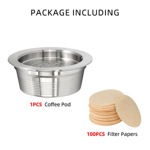Ensemble de 1 capsule de <span class=keywords><strong>café</strong></span> réutilisable et rechargeable en acier inoxydable, filtre à <span class=keywords><strong>café</strong></span>, cuillère, brosse, compatible avec les machines Mio - Product Image 2