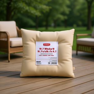 Cojín cuadrado nórdico beige para exteriores de 19.7x19.7x4.7, cojín acolchado de tela para espacios exteriores - Product Image 2