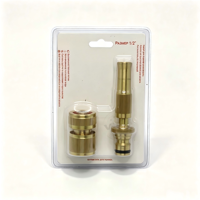 Ensemble de pulvérisateurs à jet droit tout en laiton 1/2" 3/4" avec buse réglable et raccord rapide pour tuyau d'irrigation de jardin