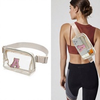 Sac banane unisexe en PVC transparent brodé avec lettres, étanche, à fermeture éclair, décontracté, sportif, pour stade, activités de plein air, course à pied, organisateur