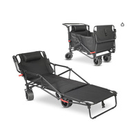 Chariot de camping multifonctionnel pliable en métal, se transforme instantanément en chaise inclinable, grande capacité, chariot de camping pour la plage et la pêche