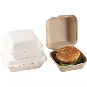 Eco Friendly Biodegradable Takeaway Food Box Container Sugarcane Bagasse Clamshell Box Fast Food Box