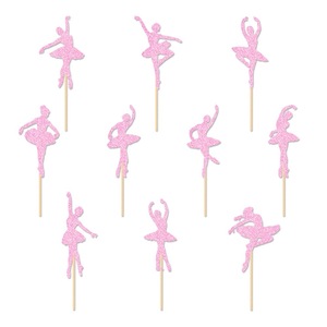 Neue Ankunft 9 teile/satz kreative tanzende rosa Mädchen Ballett Themen Geburtstags torte Dekorationen liefert Cupcake Toppers - Product Image 1