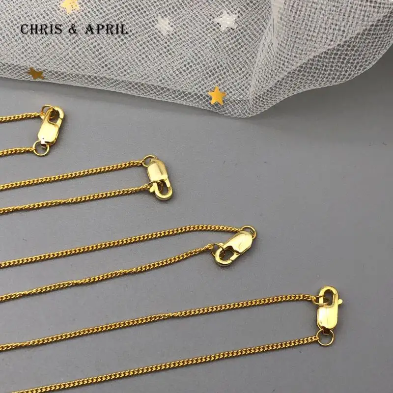 Chris April Fine Jewelry 14k gold plated 925 sterling silver custom vermeil curb chains with lobster clasp