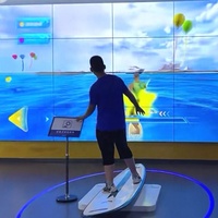 Simulador de Surf Interactivo AR, Sistema de Juego Deportivo con Tabla de Movimiento Dinámico y Pantalla de Olas 3D para Gimnasio Digital o Bar