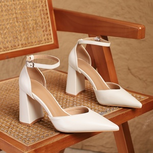Eleganti Décolleté Rosse da Donna Estive per Esterni, <span class=keywords><strong>Tacchi</strong></span> <span class=keywords><strong>Alti</strong></span> <span class=keywords><strong>Sexy</strong></span> e alla Moda con Cinturino Singolo a Punta Francese, Tacco Grosso, Stile Ufficio - Product Image 6