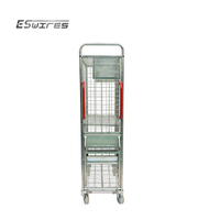 Nouveau produit : Chariots de picking d'entrepôt en treillis métallique personnalisables, multi-niveaux, avec séparateurs réglables en hauteur et marches, à vendre